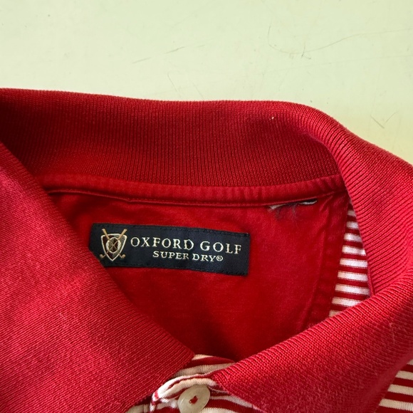 TPC Scottsdale x Oxford Golf Red Striped All Cotton Collared Polo Shirt MEDIUM - Picture 6 of 8